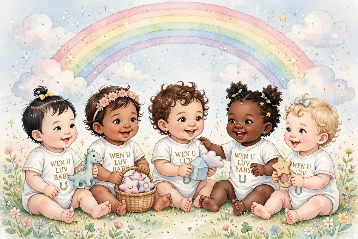 WEN U LUV BABY rainbow onesies - all the babies