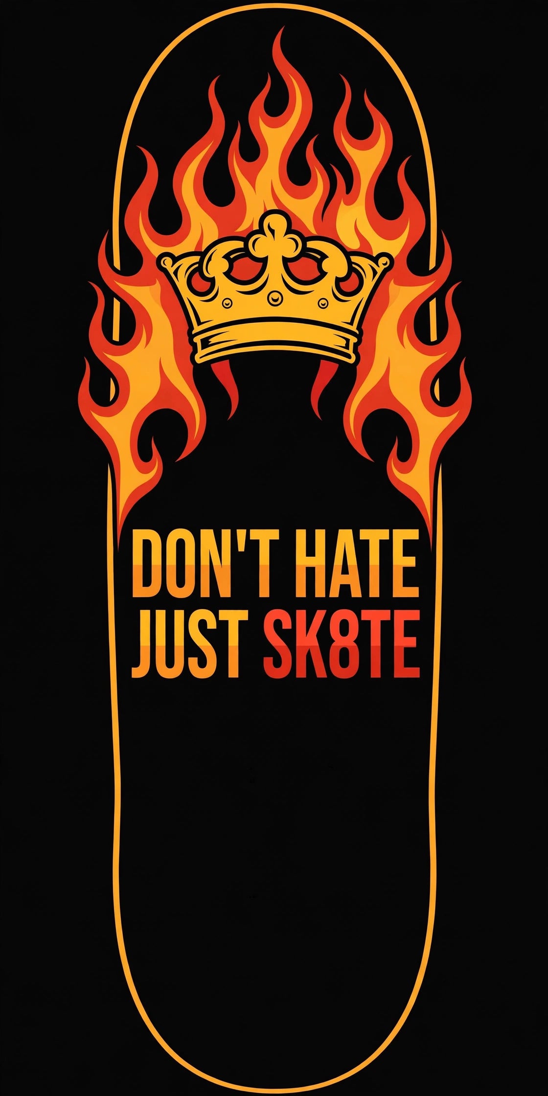 SK8TE Flames Deck Tee