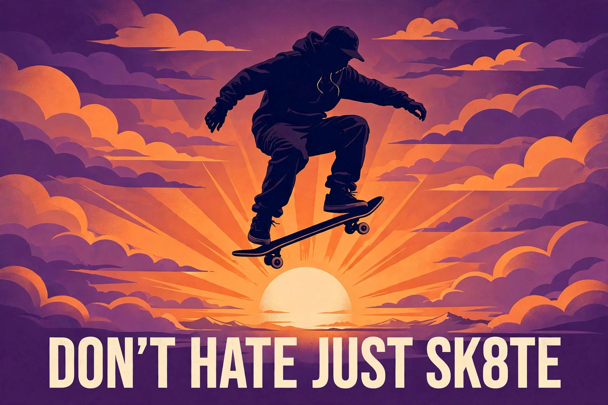 Don't Hate Just SK8TE Sunset Tee