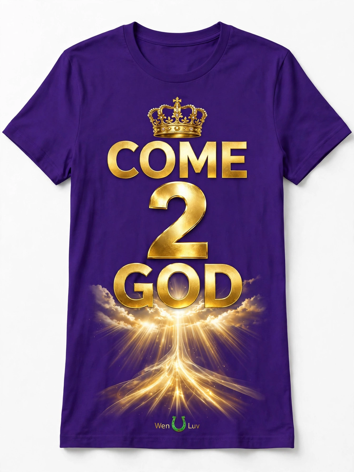 COME 2 GOD Tee - Women's (Royal Purple + Gold)