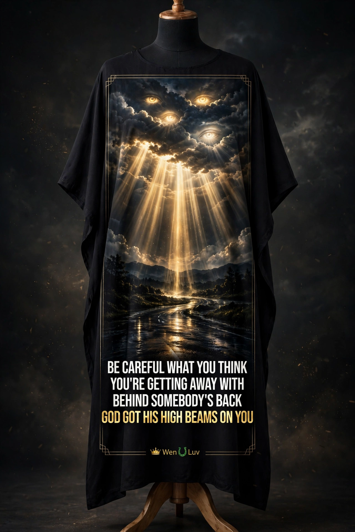 HIGH BEAMS Kaftan - Midnight Black + Gold (One Size)