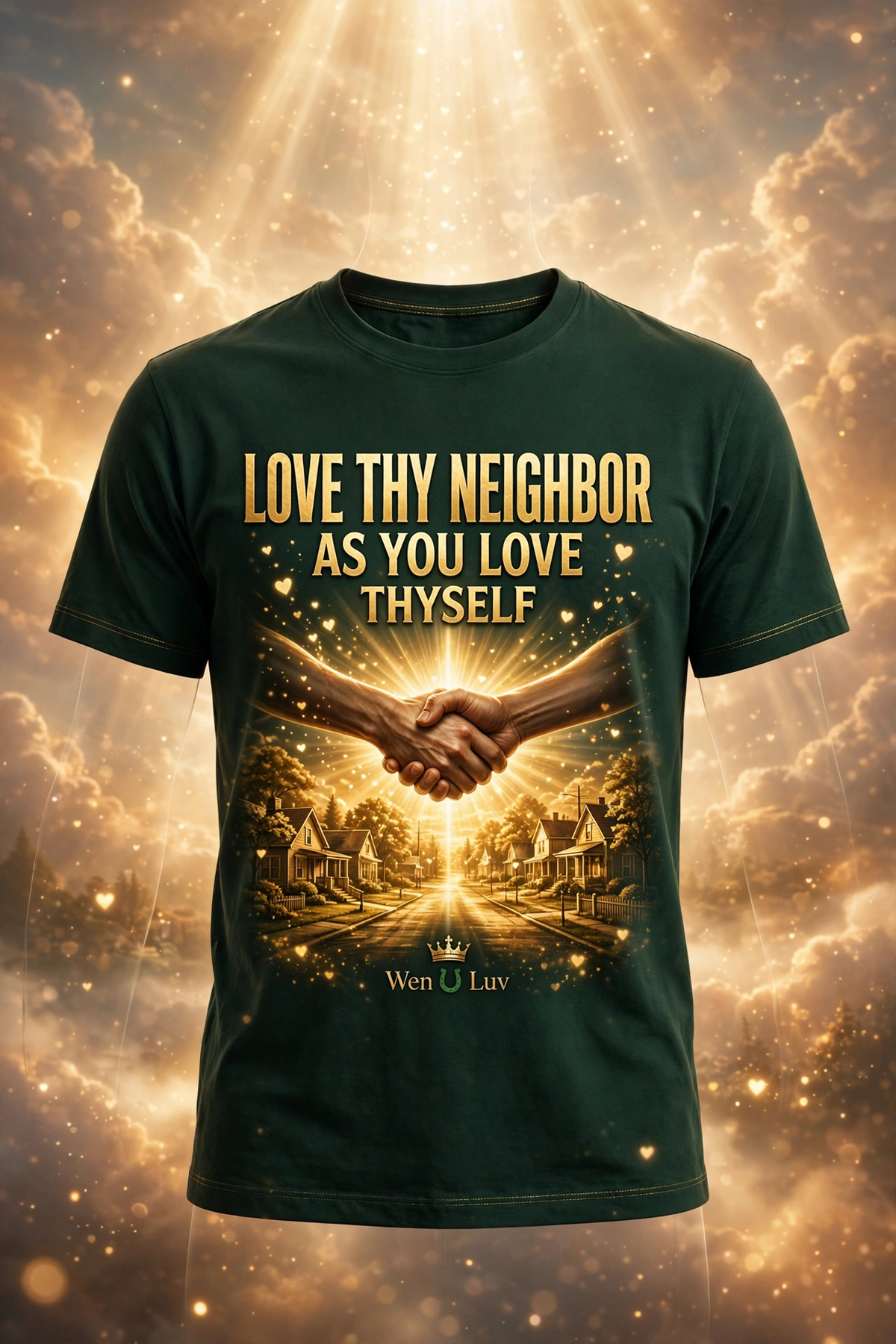 LOVE THY NEIGHBOR Tee - Men's (Forest Green + Gold)