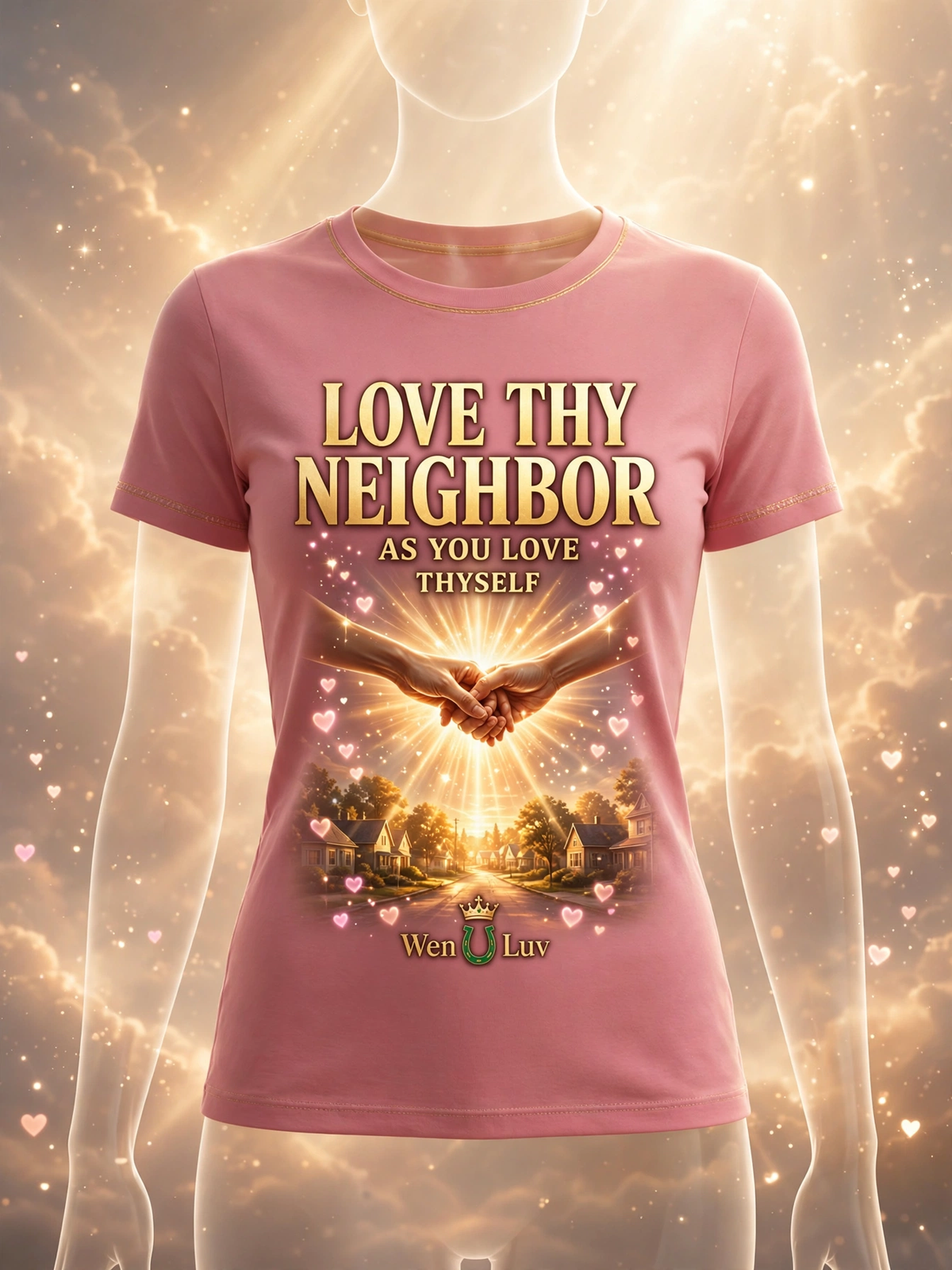 LOVE THY NEIGHBOR Tee - Women's (Rose + Gold)