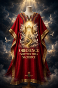 OBEDIENCE IS BETTER THAN SACRIFICE Kaftan - Scarlet + Gold (One Size)