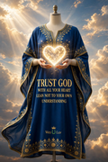 TRUST GOD Kaftan - Sapphire + Gold (One Size)