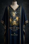 NOT MY WILL Kaftan - Midnight Blue + Gold (One Size)