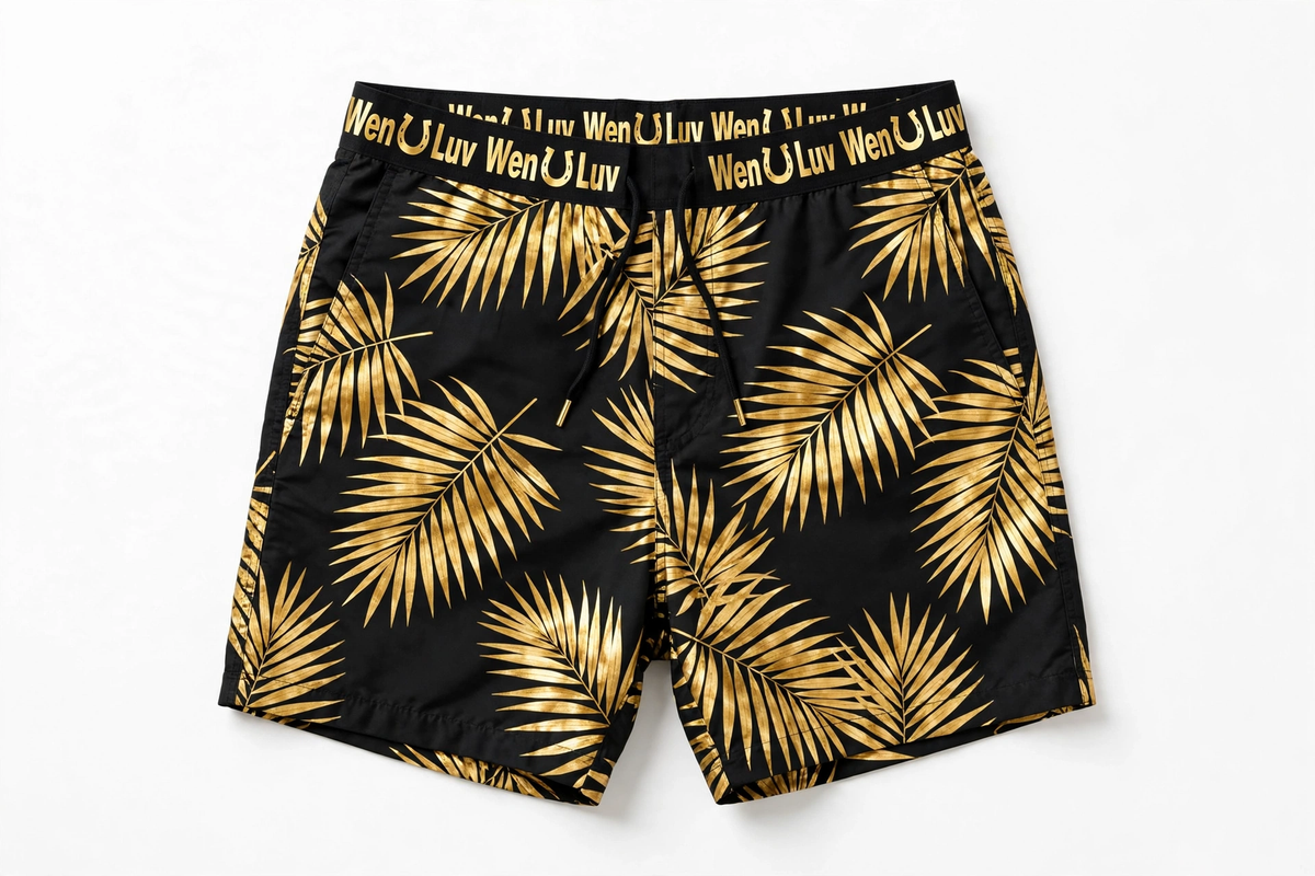 WEN U LUV Men's Swim Trunks - Gold Palm