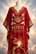 GOD SAID REPENT Dashiki - Scarlet + Gold (One Size)