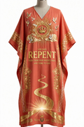 GOD SAID REPENT Dashiki - Coral + Gold (One Size)