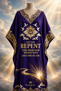 GOD SAID REPENT Dashiki - Royal Purple + Gold (One Size)
