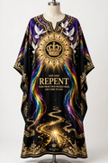 GOD SAID REPENT Dashiki - GRAND FINALE Black + Gold + Royal Purple (One Size)