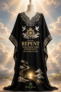 GOD SAID REPENT Dashiki - Black + Silver + Gold (One Size)