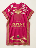 GOD SAID REPENT Dashiki - Fuchsia Pink + Gold (One Size)