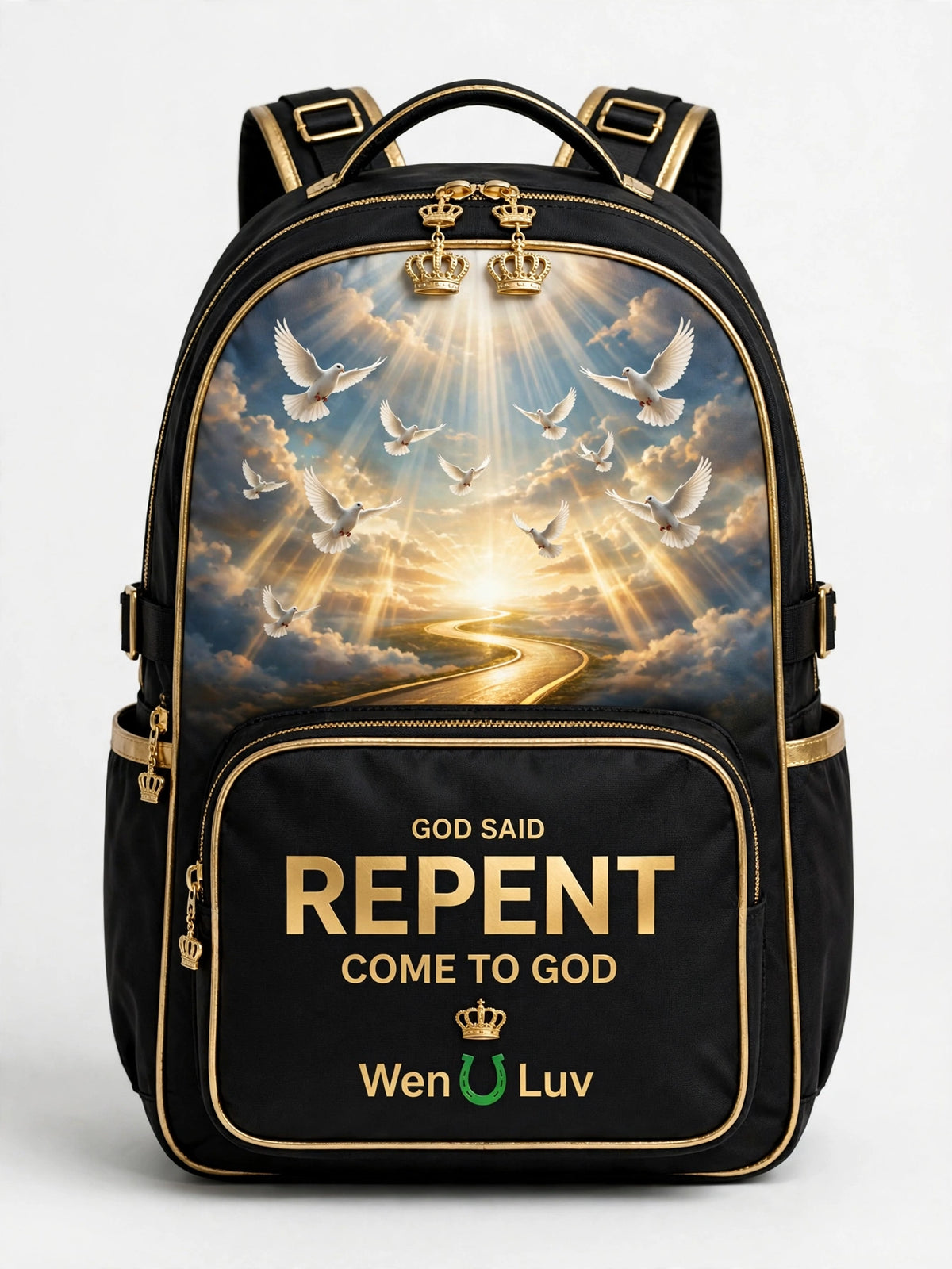 GOD SAID REPENT Backpack - Black + Gold