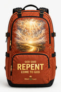 GOD SAID REPENT Backpack - Burnt Orange + Black