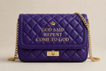 GOD SAID REPENT Shoulder Purse - Royal Purple Quilted
