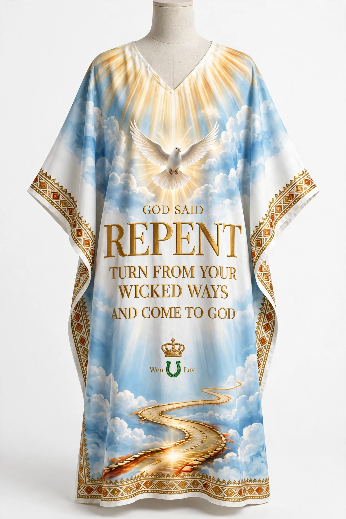 GOD SAID REPENT Kaftan - Heavenly Glory (One Size)