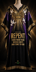 GOD SAID REPENT Kaftan - Queen Gold (One Size)