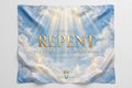 GOD SAID REPENT Scarf - Heavenly Blue + White
