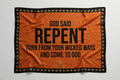 GOD SAID REPENT Scarf - Burnt Orange + Black