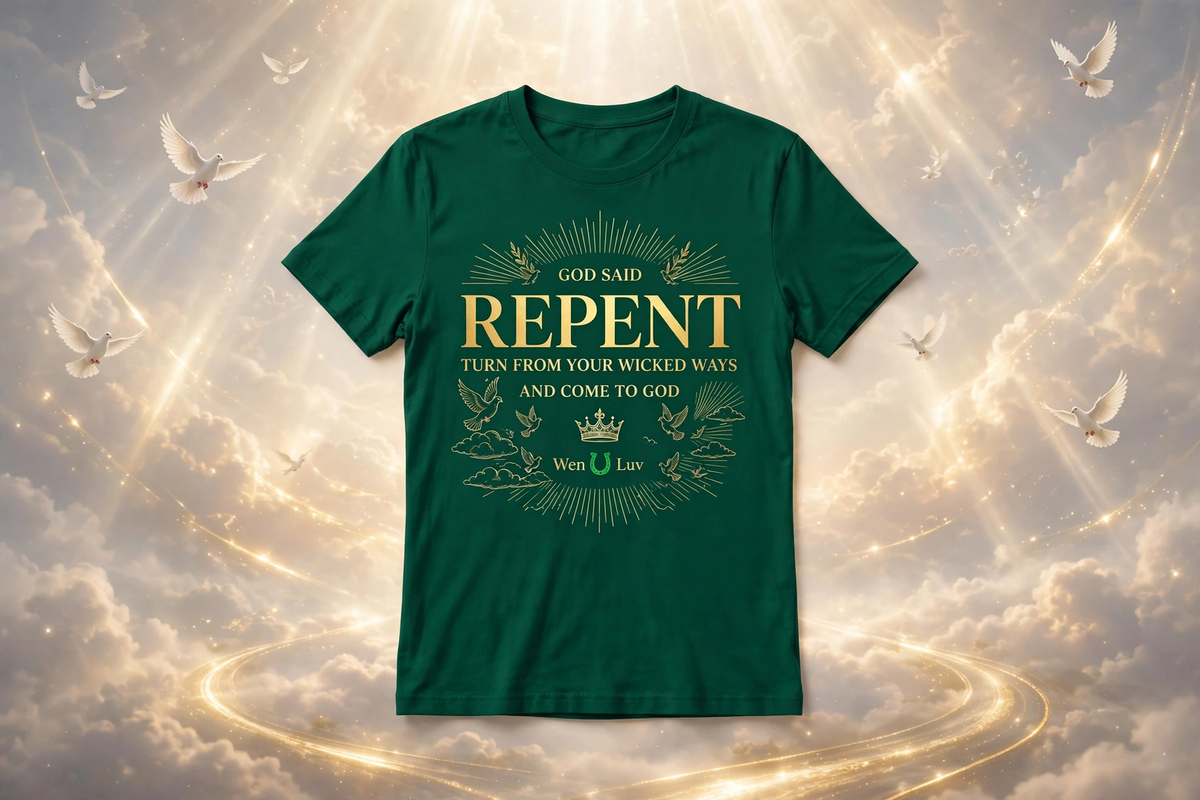 GOD SAID REPENT Tee - Women's (Emerald + Gold)