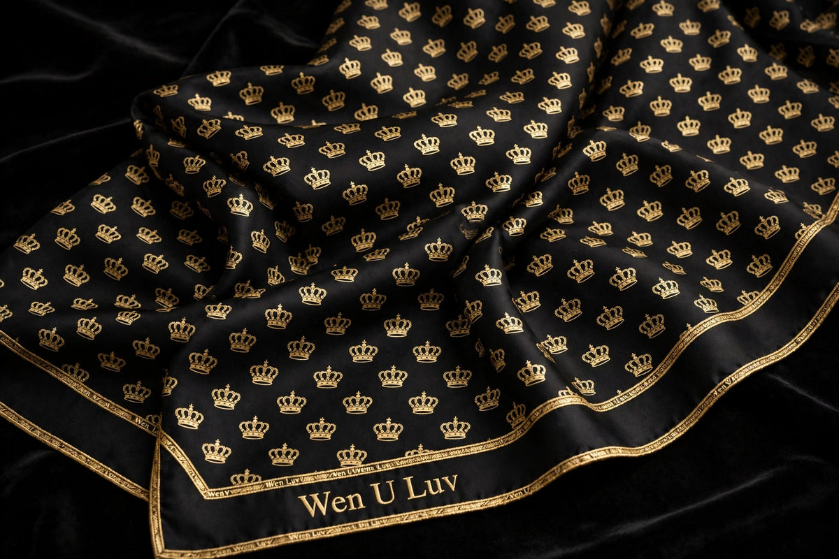 WEN U LUV Silk Scarf - Black + Gold