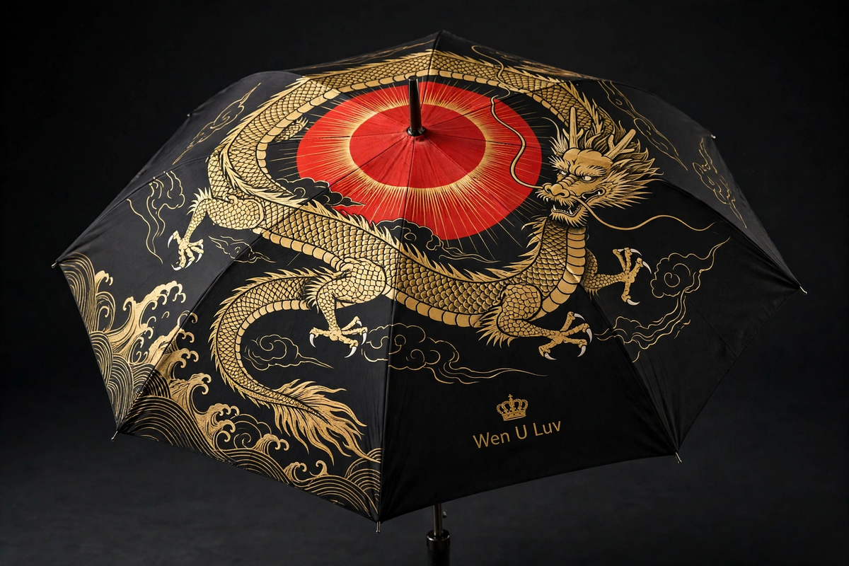 WEN U LUV Umbrella - Golden Dragon
