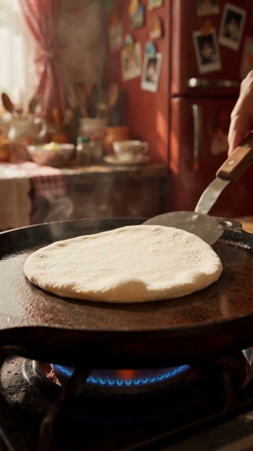 Memphis Whole Cake Bread cooking on a cast-iron griddle